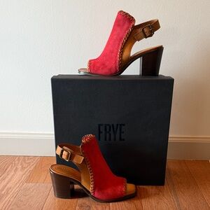 Frye Red Open-Toe Heeled Sandals